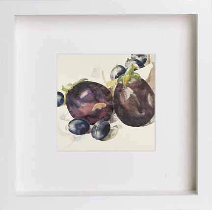 lumartos Vintage Aubergine And Plums – White Frame Wall Art – Framed Wall Art Print by Lumartos Premium Home Décor