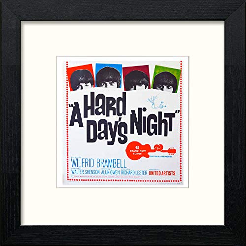 lumartos Vintage Beatles Hard Days Night Poster – Black Wood Frame Wall Art – Framed Wall Art Print by Lumartos Premium Home Décor