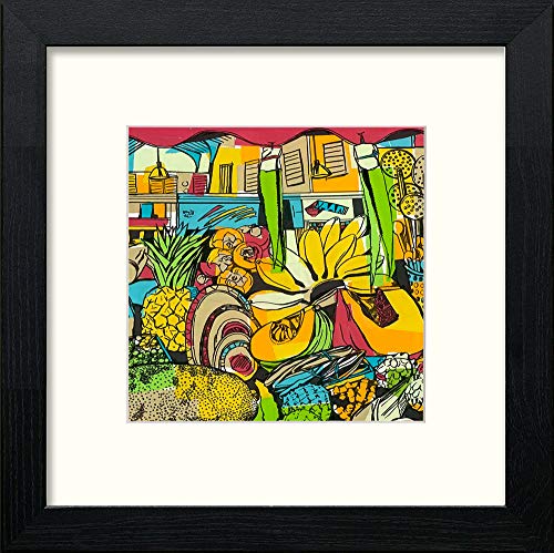 lumartos Vintage Brixton Fruit Market Poster – Black Wood Frame Wall Art – Framed Wall Art Print by Lumartos Premium Home Décor