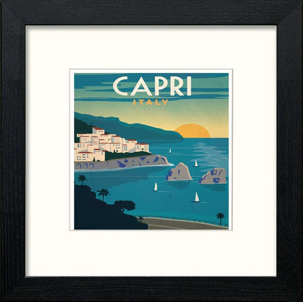 lumartos Vintage Capri Poster – Black Wood Frame Wall Art – Framed Wall Art Print by Lumartos Premium Home Décor