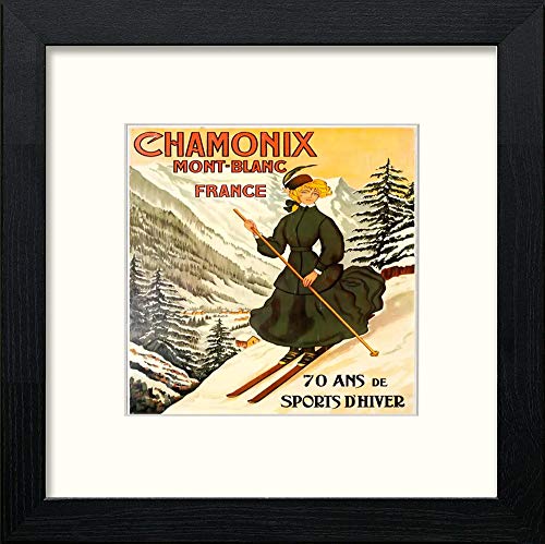 lumartos Vintage Chamonix Poster – Black Wood Frame Wall Art – Framed Wall Art Print by Lumartos Premium Home Décor