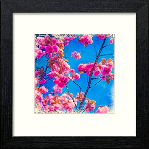 lumartos Vintage Cherry Blossom Black Wood 10x10 – Black Wood Frame Wall Art – Framed Wall Art Print by Lumartos Premium Home Décor
