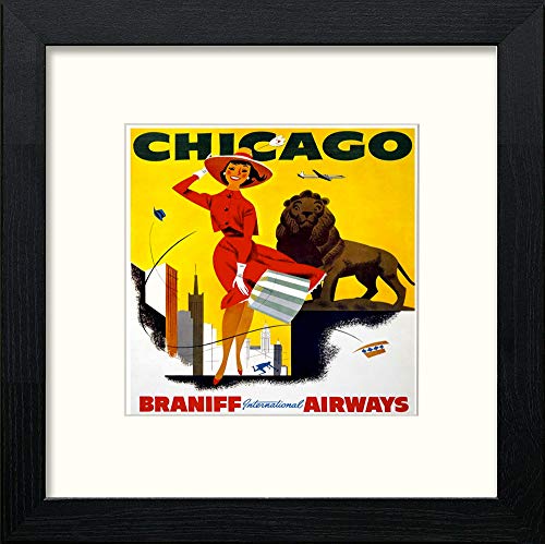 lumartos Vintage Chicago Poster – Black Wood Frame Wall Art – Framed Wall Art Print by Lumartos Premium Home Décor