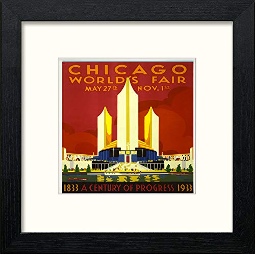 lumartos Vintage Chicago World Fair Poster – Black Wood Frame Wall Art – Framed Wall Art Print by Lumartos Premium Home Décor