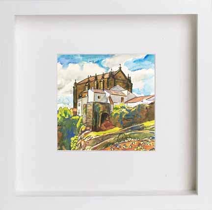 lumartos Vintage Church On Hill – White Frame Wall Art – Framed Wall Art Print by Lumartos Premium Home Décor