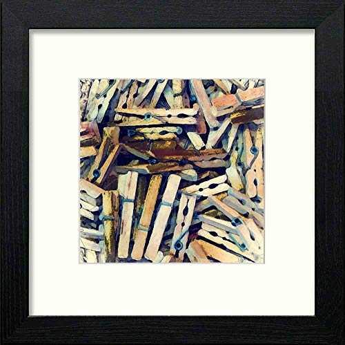 lumartos Vintage Clothes Pegs – Black Wood Frame Wall Art – Framed Wall Art Print by Lumartos Premium Home Décor