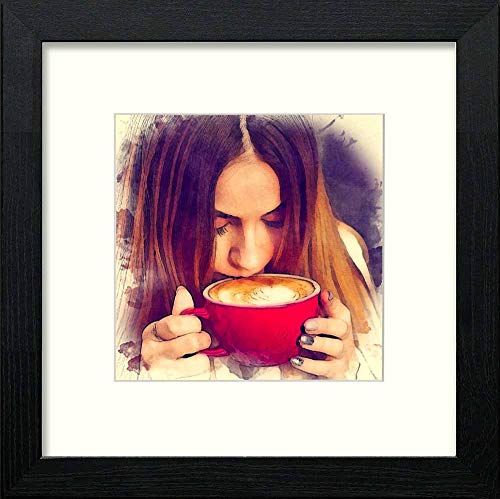 lumartos Vintage Coffee Break – Black Wood Frame Wall Art – Framed Wall Art Print by Lumartos Premium Home Décor