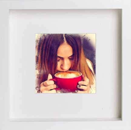 lumartos Vintage Coffee Break – White Frame Wall Art – Framed Wall Art Print by Lumartos Premium Home Décor