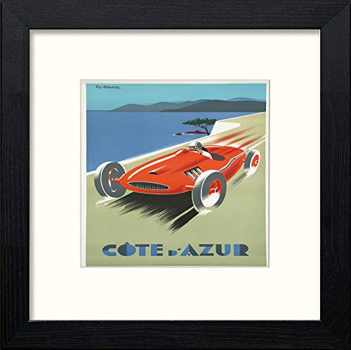 lumartos Vintage Cote D'azure Poster – Black Wood Frame Wall Art – Framed Wall Art Print by Lumartos Premium Home Décor