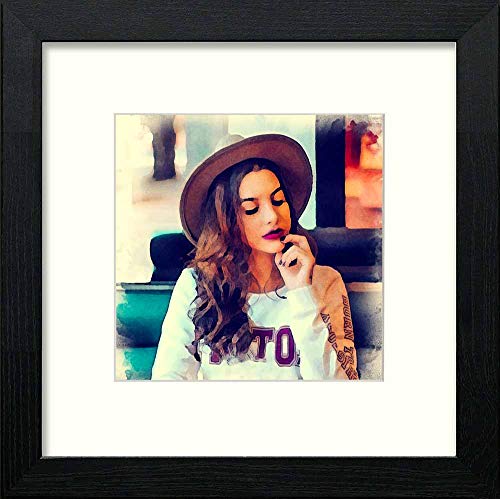 lumartos Vintage Cow Girl – Black Wood Frame Wall Art – Framed Wall Art Print by Lumartos Premium Home Décor