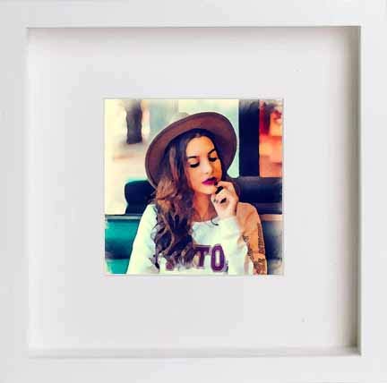 lumartos Vintage Cow Girl Potrait – White Frame Wall Art – Framed Wall Art Print by Lumartos Premium Home Décor