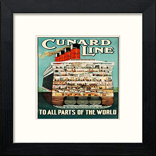 lumartos Vintage Cunard Line Poster – Black Wood Frame Wall Art – Framed Wall Art Print by Lumartos Premium Home Décor
