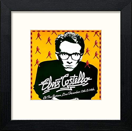 lumartos Vintage Elvis Costello Poster – Black Wood Frame Wall Art – Framed Wall Art Print by Lumartos Premium Home Décor