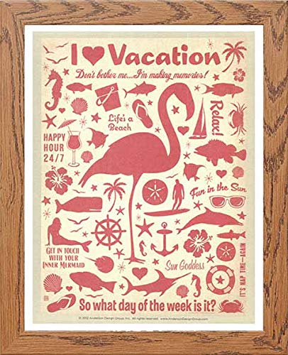 lumartos Vintage Flamingo Vacation Beach Seaside Poster Travel Poster (44) – – Framed Wall Art Print by Lumartos Premium Home Décor
