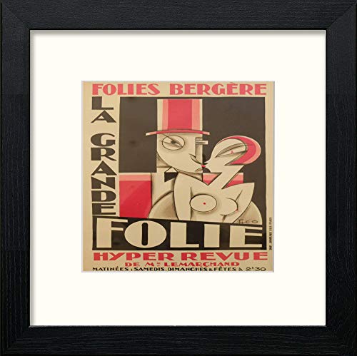 lumartos Vintage Foilies Bergere Poster – Black Wood Frame Wall Art – Framed Wall Art Print by Lumartos Premium Home Décor