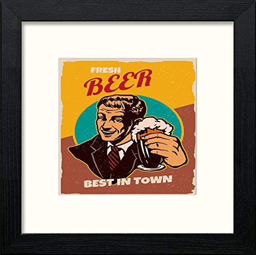 lumartos Vintage Fresh Beer Poster – Black Wood Frame Wall Art – Framed Wall Art Print by Lumartos Premium Home Décor