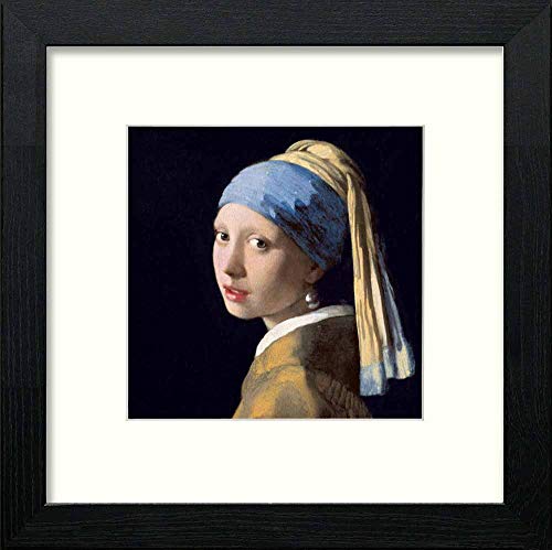 lumartos Vintage Girl With Pearl Earring – Black Wood Frame Wall Art – Framed Wall Art Print by Lumartos Premium Home Décor