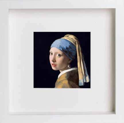 lumartos Vintage Girl With Pearl Earring – White Frame Wall Art – Framed Wall Art Print by Lumartos Premium Home Décor