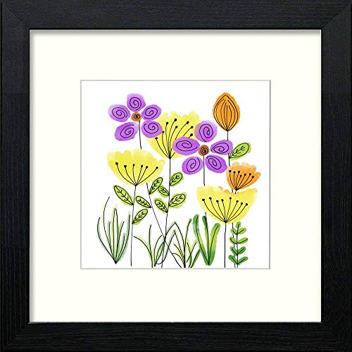 lumartos Vintage Graphic Flowers – Black Wood Frame Wall Art – Framed Wall Art Print by Lumartos Premium Home Décor
