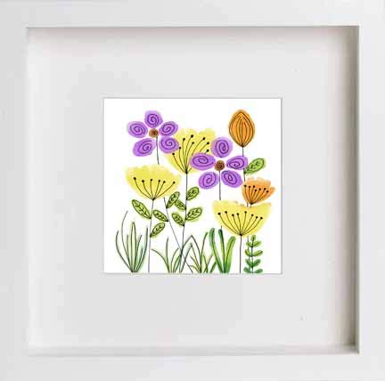 lumartos Vintage Graphic Flowers – White Frame Wall Art – Framed Wall Art Print by Lumartos Premium Home Décor