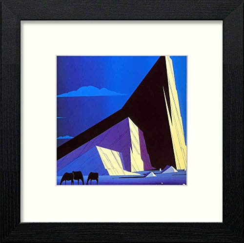 lumartos Vintage Grazing At Sunset – Black Wood Frame Wall Art – Framed Wall Art Print by Lumartos Premium Home Décor