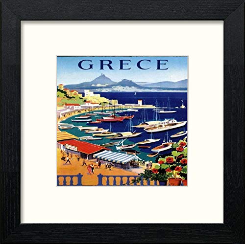 lumartos Vintage Greece Poster – Black Wood Frame Wall Art – Framed Wall Art Print by Lumartos Premium Home Décor