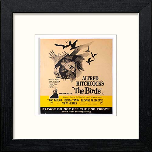 lumartos Vintage Hitchcock The Birds Poster – Black Wood Frame Wall Art – Framed Wall Art Print by Lumartos Premium Home Décor