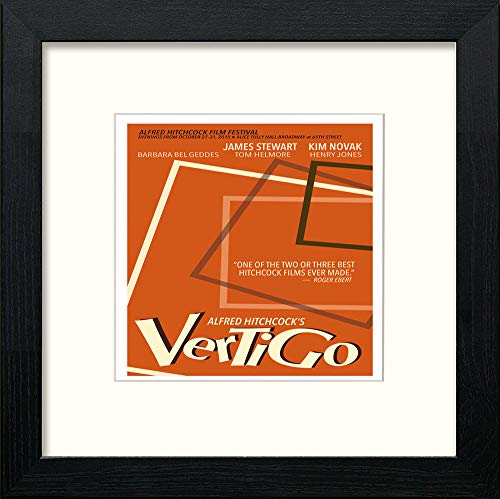 lumartos Vintage Hitchcock Vertigo Poster – Black Wood Frame Wall Art – Framed Wall Art Print by Lumartos Premium Home Décor