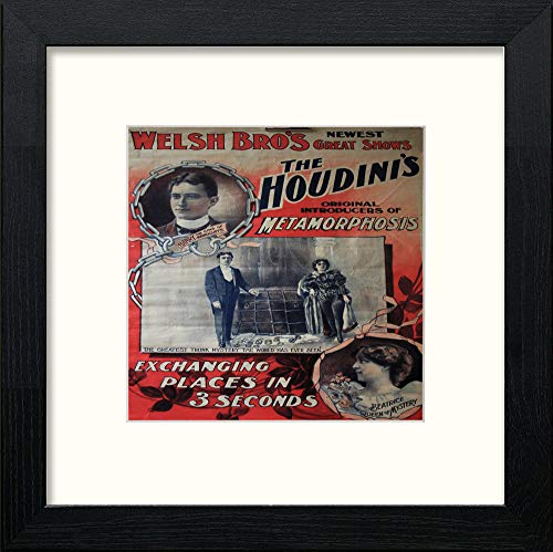 lumartos Vintage Houdini Poster – Black Wood Frame Wall Art – Framed Wall Art Print by Lumartos Premium Home Décor