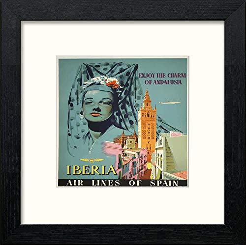 lumartos Vintage Iberia Spain Poster – Black Wood Frame Wall Art – Framed Wall Art Print by Lumartos Premium Home Décor