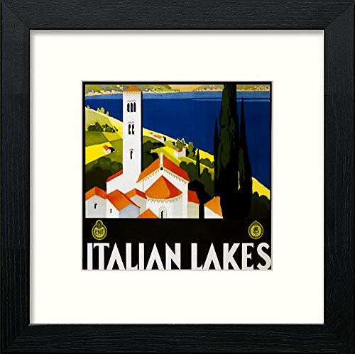 lumartos Vintage Italian Lakes Poster – Black Wood Frame Wall Art – Framed Wall Art Print by Lumartos Premium Home Décor