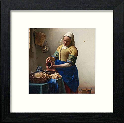 lumartos Vintage Johannes Vermeer – Black Wood Frame Wall Art – Framed Wall Art Print by Lumartos Premium Home Décor