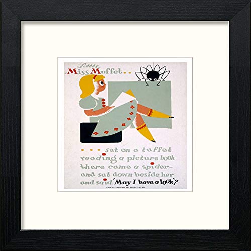 lumartos Vintage Little Miss Muffet 1940 – Black Wood Frame Wall Art – Framed Wall Art Print by Lumartos Premium Home Décor