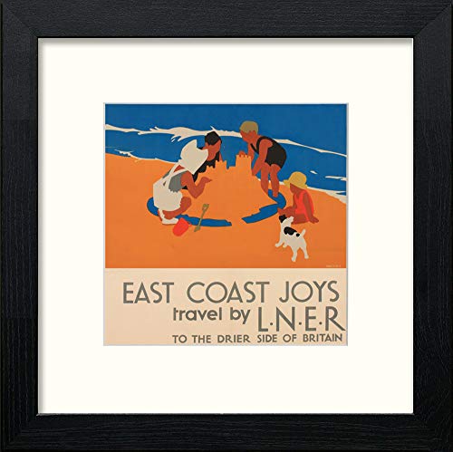 lumartos Vintage LNER East Coast Joys Poster Safe Sands – Black Wood Frame W – Framed Wall Art Print by Lumartos Premium Home Décor