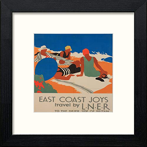 lumartos Vintage LNER East Coast Joys Poster Sunbathing – Black Wood Frame W – Framed Wall Art Print by Lumartos Premium Home Décor