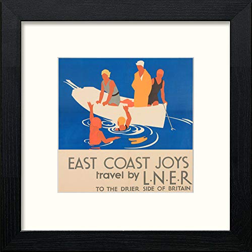 lumartos Vintage LNER East Coast Joys Poster Swimming – Black Wood Frame Wal – Framed Wall Art Print by Lumartos Premium Home Décor