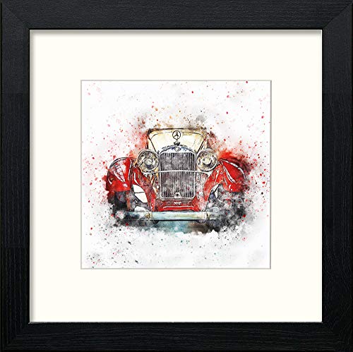 lumartos Vintage Mercedes – Black Wood Frame Wall Art – Framed Wall Art Print by Lumartos Premium Home Décor