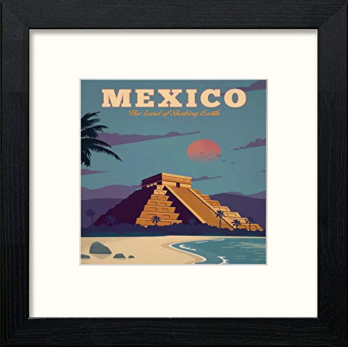 lumartos Vintage Mexico Poster – Black Wood Frame Wall Art – Framed Wall Art Print by Lumartos Premium Home Décor