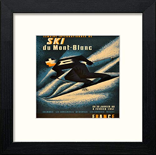 lumartos Vintage Mont Blanc Poster – Black Wood Frame Wall Art – Framed Wall Art Print by Lumartos Premium Home Décor