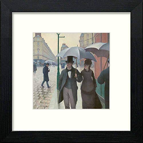lumartos Vintage Paris In The Rain – Black Wood Frame Wall Art – Framed Wall Art Print by Lumartos Premium Home Décor