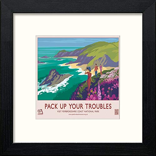 lumartos Vintage Pembrokshire Poster – Black Wood Frame Wall Art – Framed Wall Art Print by Lumartos Premium Home Décor