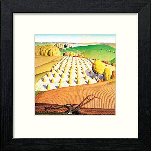 lumartos Vintage Ploughed Landscape – Black Wood Frame Wall Art – Framed Wall Art Print by Lumartos Premium Home Décor