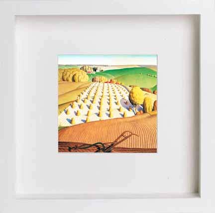 lumartos Vintage Ploughed Landscape – White Frame Wall Art – Framed Wall Art Print by Lumartos Premium Home Décor