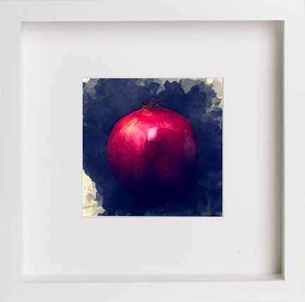 lumartos Vintage Pomegranate – White Frame Wall Art – Framed Wall Art Print by Lumartos Premium Home Décor