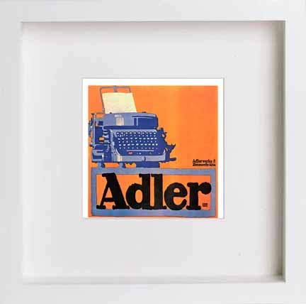 lumartos Vintage Poster Adler Typewriters – White Frame Wall Art – Framed Wall Art Print by Lumartos Premium Home Décor