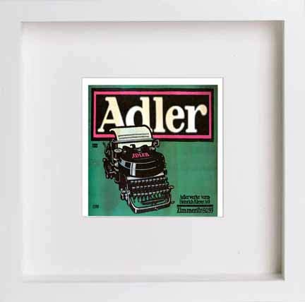 lumartos Vintage Poster Adler Typewritersa – White Frame Wall Art – Framed Wall Art Print by Lumartos Premium Home Décor