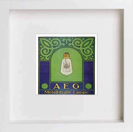 lumartos Vintage Poster Aeg Metalldraht Lampe – White Frame Wall Art – Framed Wall Art Print by Lumartos Premium Home Décor