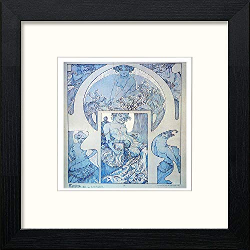 lumartos Vintage Poster Alphonse Mucha (123) – Black Wood Frame Wall Art – Framed Wall Art Print by Lumartos Premium Home Décor