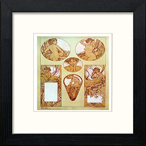 lumartos Vintage Poster Alphonse Mucha (124) – Black Wood Frame Wall Art – Framed Wall Art Print by Lumartos Premium Home Décor