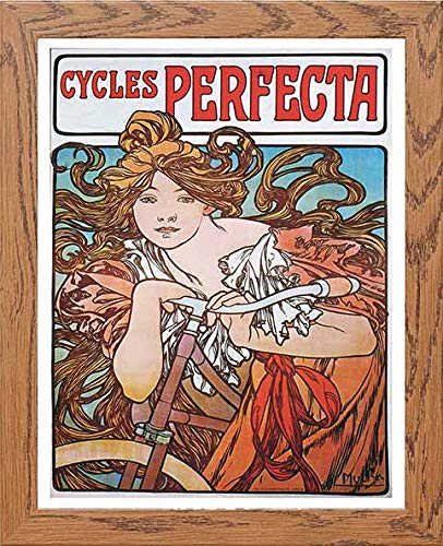 lumartos Vintage Poster Alphonse Mucha Cycles Perfecta C1897 Bike – Wood Fra – Framed Wall Art Print by Lumartos Premium Home Décor